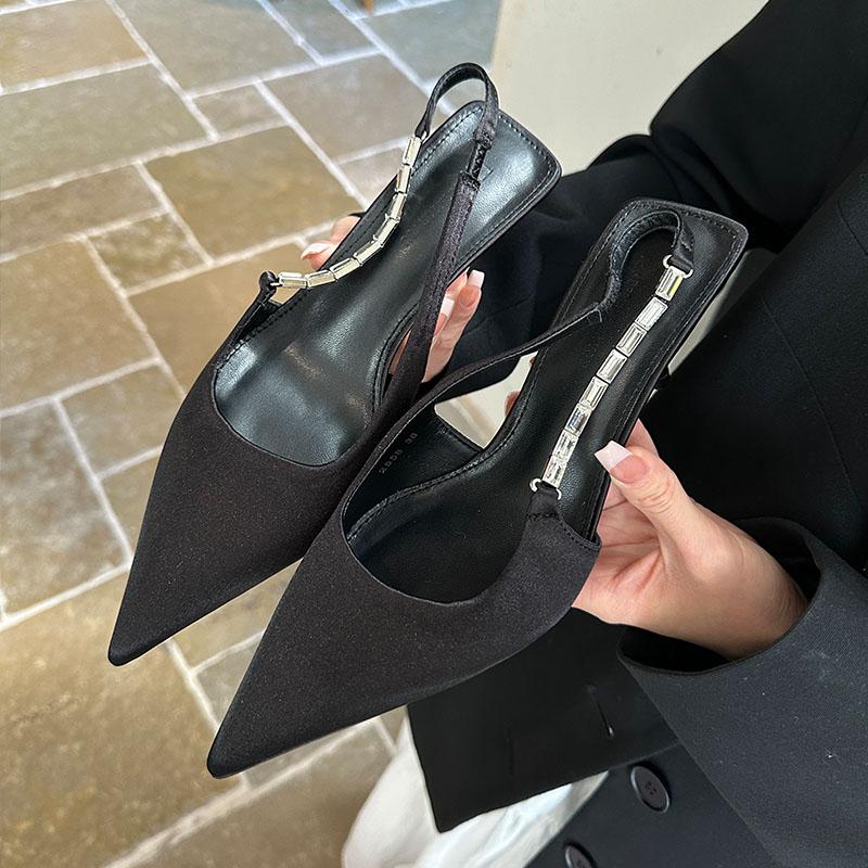 Mode Damen Dünne High Heels Sandalen Schuhe Mode Damen Strass Schuhe Spitzschuh Elegante Damen Absatzsandalen Slipper