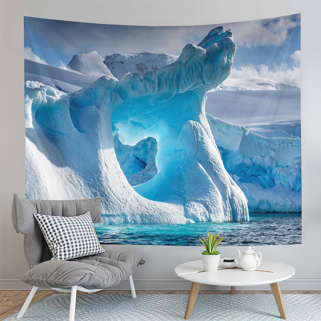 Antarctica Tapestry Glacier Ocean Tapestry Natural Landscape Tapestry Home Living Room Dorm Bedroom Aesthetics Decoration Tapes
