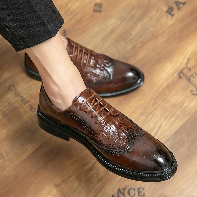 Autumn Men Dress Shoes Fashion Leather Lace -Up Men 'S Casual Shoes British Style Business Office Footwear Formal Shoes Man