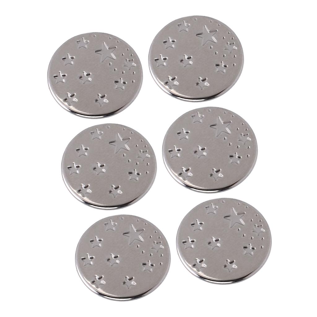 50 Sets Pants Buttons Replacement Stainless Steel Silver Color 17mm Stars Pattern Cap Pointed Screw