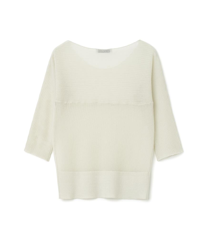 MILLO WOMEN Sheer 3/4 Sleeve Knit Top [Ash Beige]