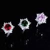 Creative Sunflower & Snowflake Jewelry Set: Zircon Pendant, Stud Earrings, Ring with Colored Gems for Women