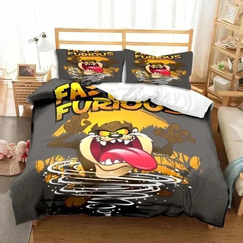 3D Cartoon T-Tasmanian Devil Bedding Set Print Bed Set With Pillowcase Bed Duvet Cover Soft Single Double Queen Super King Size