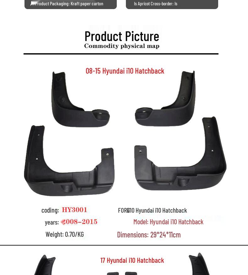 Mudguards for 2010-17 Hyundai I10 & 2025 Grand I10 Car Flaps.