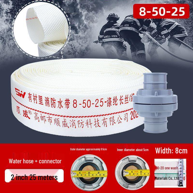 High Pressure 65ft Fire Hose & Hydrant Connector with Explosion-Proof Water Gun, 20/25m