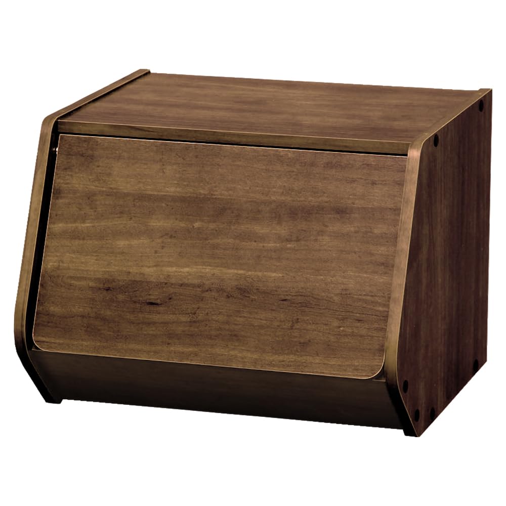 Iris Plaza Stack Box Door Shelf Bookcase Storage Freely Combinable Width 40 Depth 38.8 Height 30.5 cm Mid Brown SMART COLLECTION