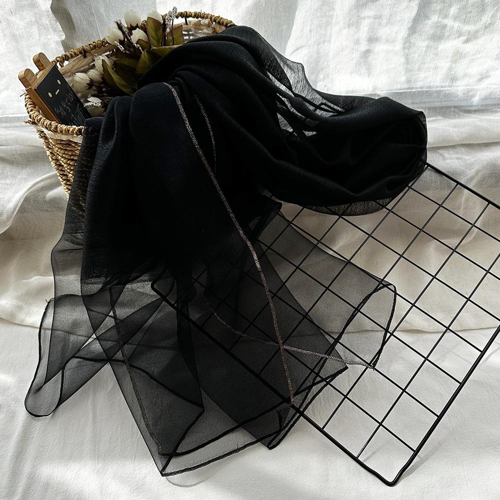 Silk Scarf for Women's New Summer Sun Protection High-end Shawl Silk Gold Thread Scarf