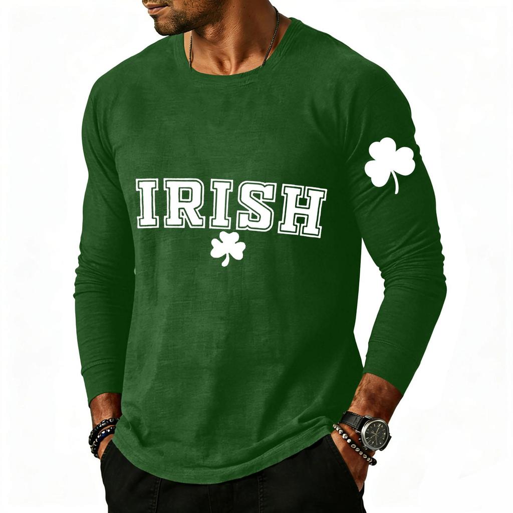Men'S Printed T-Shirt Outdoor Retro Button Loose Long Sleeve Top