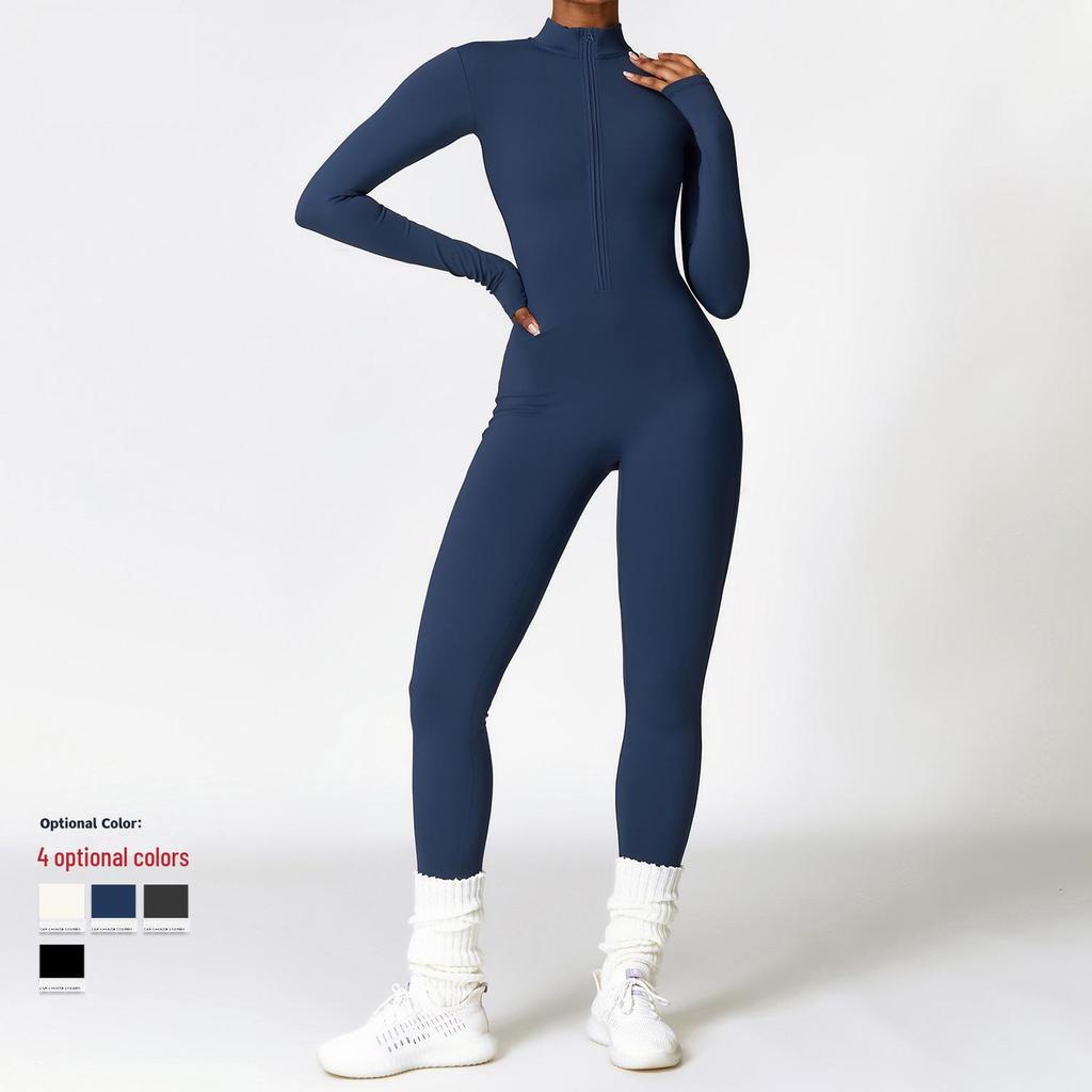 Jarně-letní overal s krátkým rukávem na vzdušnou jógu: Dámský fitness jednodílný úbor s elastickými dlouhými kalhotami s pocitem nahoty