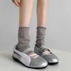 Thin, Rolled-up, Mid-calf Women's Solid Color Ankle Socks, White Thin Transparent Leg Covers, Grey Socks