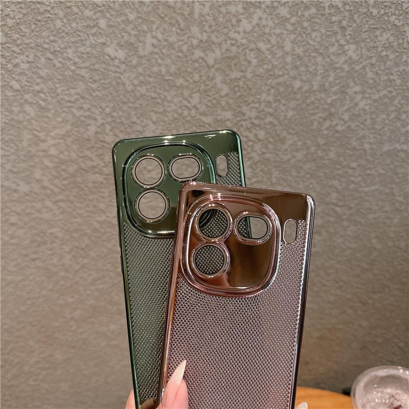 Full Cover Plating Grid Heat Dissipation PC Case With Lens Film For Vivo iQOO 12 Pro Back Shell Protector