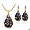 European & American Crystal Jewelry Set: Water Drop Pendant Necklace and Stud Earrings - Three-Piece Set