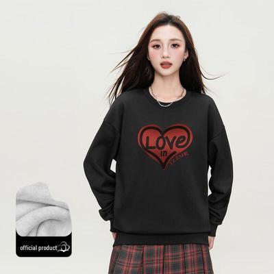 Izzue Women's Heart Print Crewneck Sweatshirt