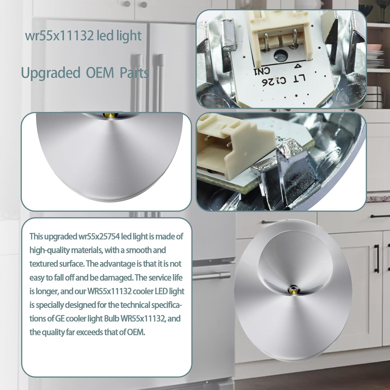 

2025 Обновление WR55X11132 WR55X25754 Светодиодная лампа и крышка для холодильника в сборе Замена WR55X26487 WR55X30603 WR55X30602 WR55X26486 Совместимо с Ge Silver 1 Pack