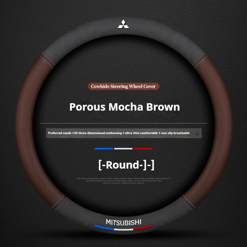 Car Suede 3D Coining Logo Antislip Steering Wheel Cover For Mitsubishi Outlander Pajero Asx Colt Lancer EX Evolution L200 Triton