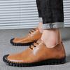 Fashion Italian Casual Men's Soft Genuine Leather Shoes Fashionable Minimalist Style Office Driving Outdoor Leisure Business Brown