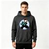 Men's Anime Character Print Pullover Hoodie Casual Long Sleeve Black Hooded Sweatshirt for Daily Wear