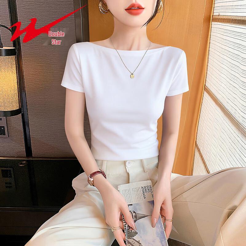 Shuangxing Women's Off-Shoulder Short Sleeve T-Shirt