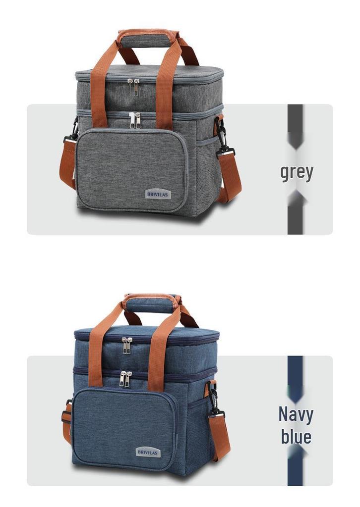 Double-Layer Insulated Crossbody Lunch Bag - Large Capacity, Waterproof, Fresh-Keeping Picnic Cooler