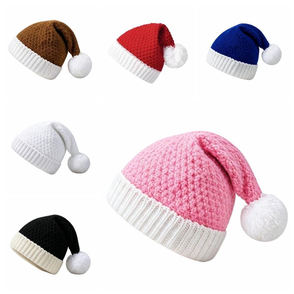 Warm Christmas Knitted Hat Thickened Santa Claus Cap Simple Christmas Beanie Hat New Year