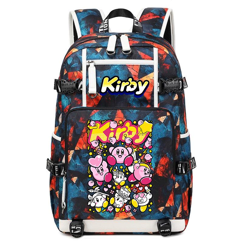 Kirby Cartoon Print Studentenrugzak Grote Capaciteit Reis Schooltas voor Kinderen Tieners