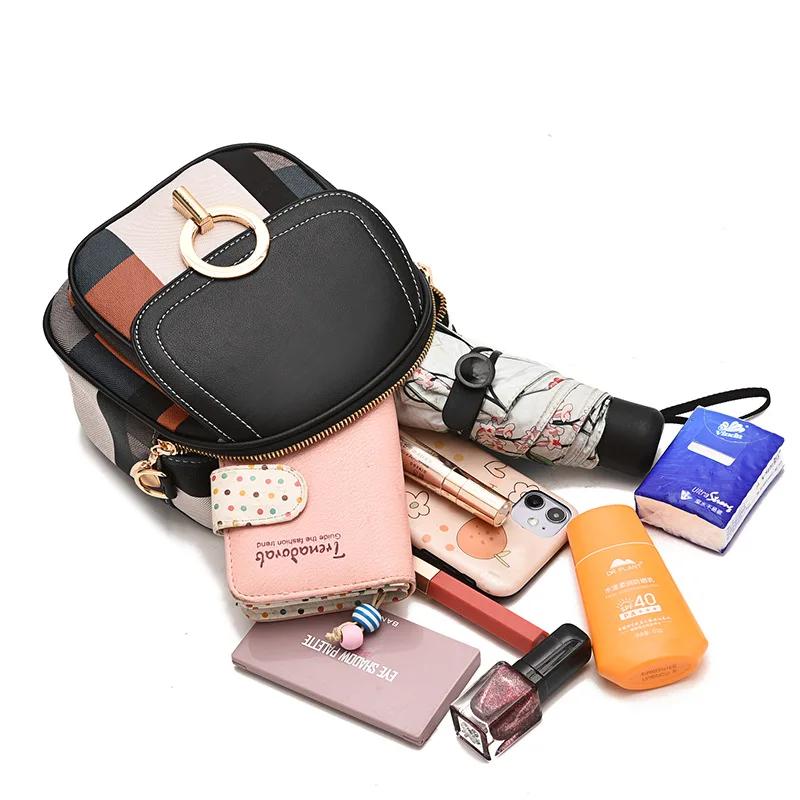 Women's Bag New One-shoulder Portable Double-shoulder Fashi Trend Plaid Backpack Luxury Handbags Women Bags Designer