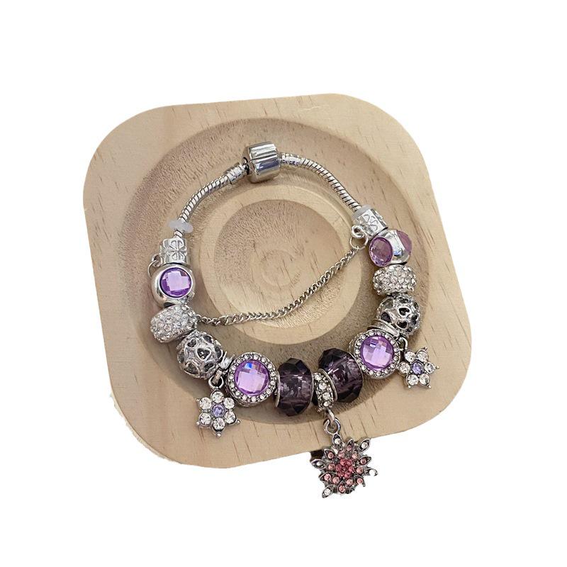 Panjia Style Purple Crystal Dream Catcher Pendant Bracelet for Women