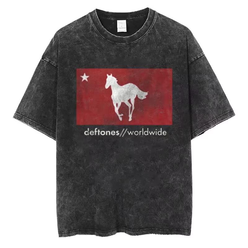 Hip Hop Nostálgico Deftones Hombres Mujeres Verano Oversize Camiseta Lavada Algodón Vintage Tendencia Camisetas Streetwear Tops Manga Corta