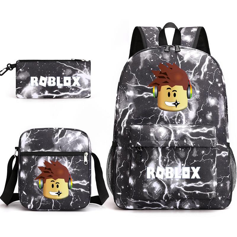 Large Capacity Schoolbag with Shoulder Strap; Student Three-piece Pencil Case Set