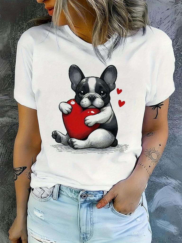 European size Women's Casual Short Sleeve Round Neck T-Shirt Suitable for Spring Summer Fall - Soft Stretch Blouse