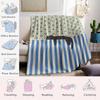 Cat With Blue And White Stripes Flannel Blanket Warm Soft Halloween Christmas Couch Warm Cozy Decorative Decor For All Season
