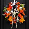 Realistic Faux Maple Leaf Pumpkins Skull Branch Wreath Durability Waterproof Halloween Autumn Home Outdoor Decors