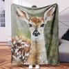 A Deer with White and Brown Spots.-Themed Blanket - Comfortable Flannel Fabric Hypoallergenic Suitable for All Seasons - Ideal for