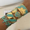 KMVEXO Blue Tones Y2K Vintage Imitation Enamel Irregular Geometry Open Bangle Women Bracelet Jewelry Man Trendy Party Aesthetic