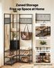 Corner Hall Tree with Shoe Bench, 1800 mm Coat Rack with Hooks and Steel Frame, Freestanding Clothes Shoes Rack Storage Organizer with Anti-Tip Set,