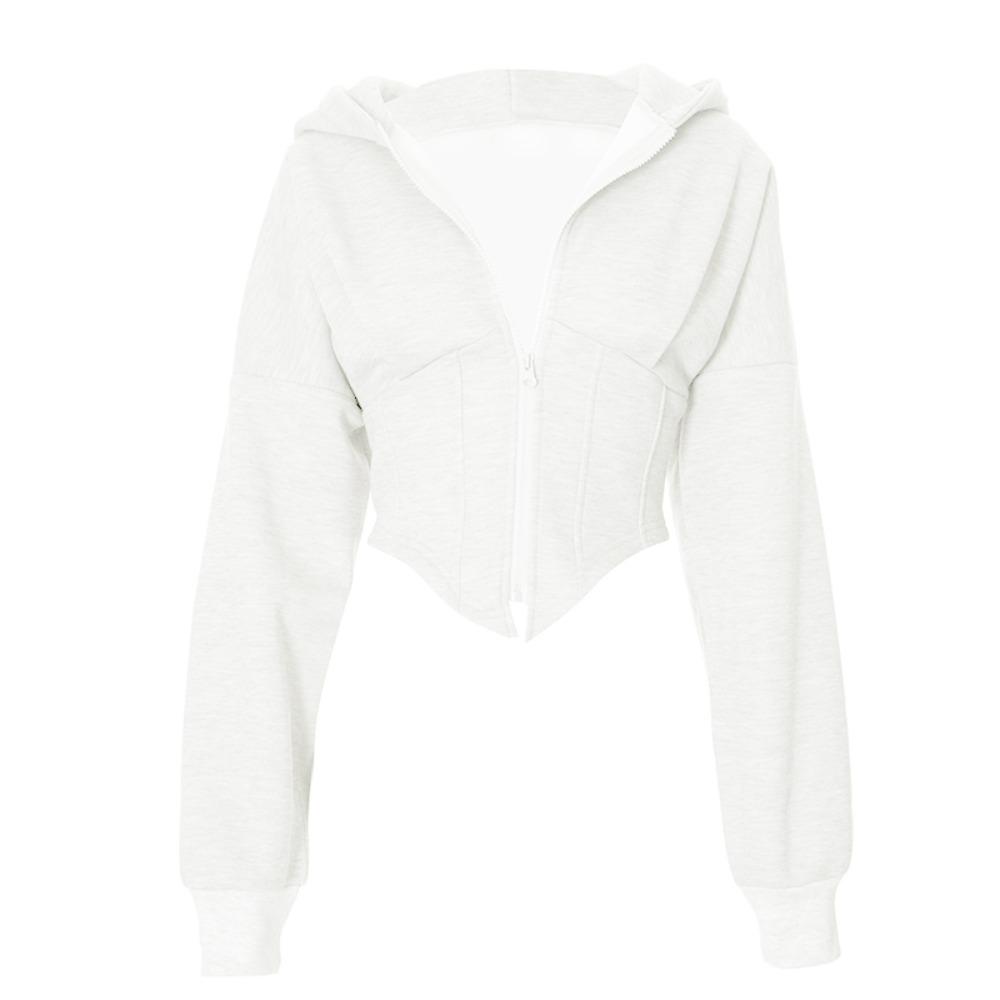 

V Shape Streetwear Cardigan Solid Color Long Sleeve Hooded Coat Fashion Hoodies Women Spring L