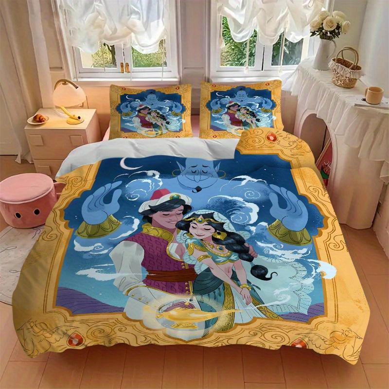 3pcs Aladdin and Princess Jasmine Print Cover Set Ultra Soft, Breathable, and Comfortable Bedding with Stylish Design for Bedroom and Guest Room