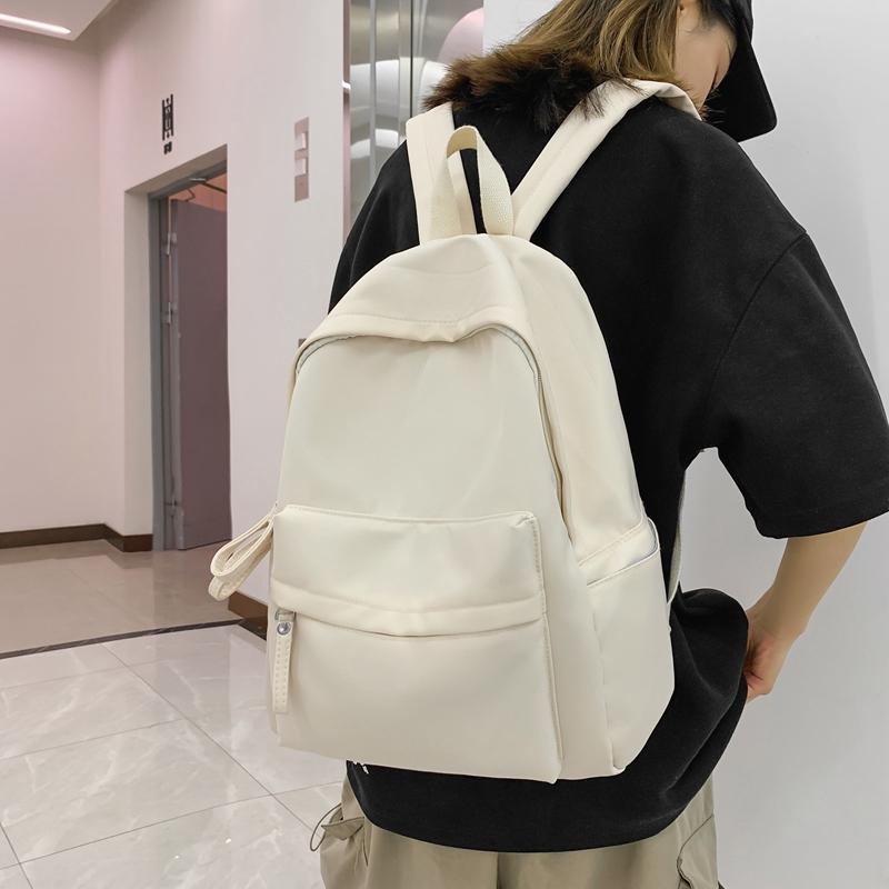 Solid Color Backpack Female Schoolbag Female Student Backpack Male