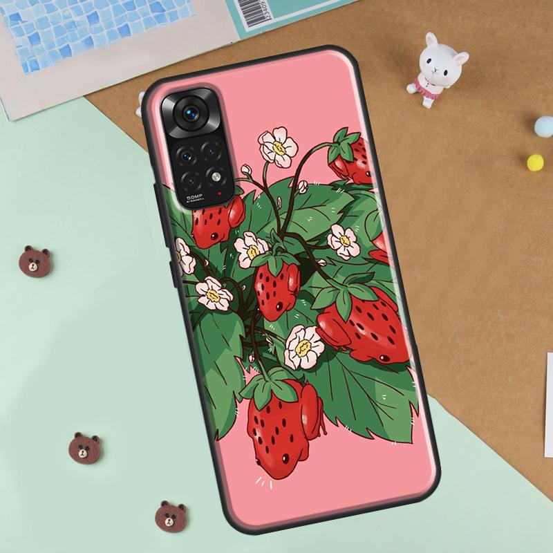 Cute Strawberry Phone Case For Xiaomi Redmi Note 12 8 9 10 11 Pro 8T 9S 10S 11S 12S 10A 9C 10C 12C Cover