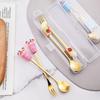 J Creative Stainless Steel Cartoon Spoon - Children's Coffee & Milk Tea Dessert Spoon with Girly Heart Cake Fork