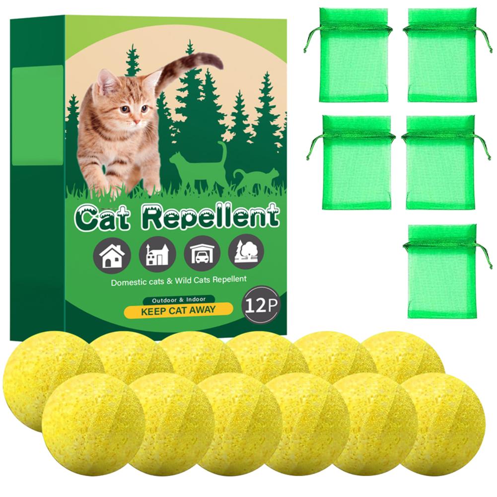 12/24Pcs Cat Repellent Ball Natural Peppermint Oil Cat Deterrent To Keep Feral Cats Stray Dogs Out of Yard Lawn Outdoor Garden