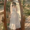 Frühling Spitze Süße Elegante Kleid Frauen Abend Party Einteiliges Kleid Koreanische Kawaii Kurzarm Kleid Weibliche Quadrat Kragen