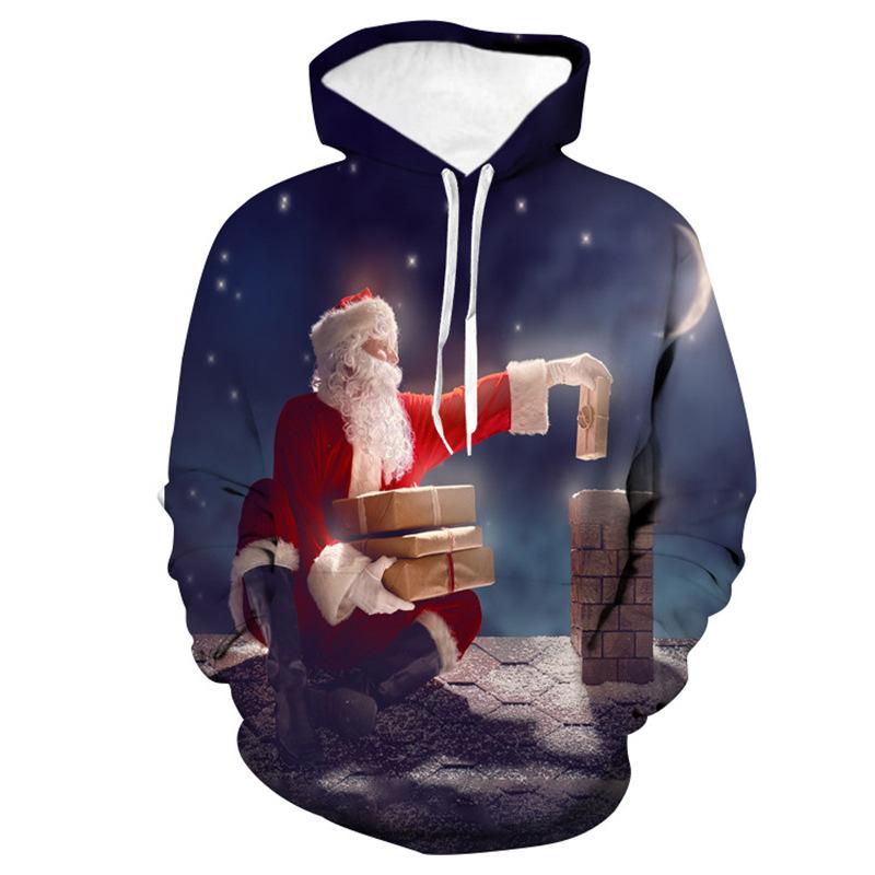 Autumn 3D Christmas Theme Printed Hoodies Fashionable Casual Sports Long Sleeved Men's and Women's Unisex Hooded Sweatshirts