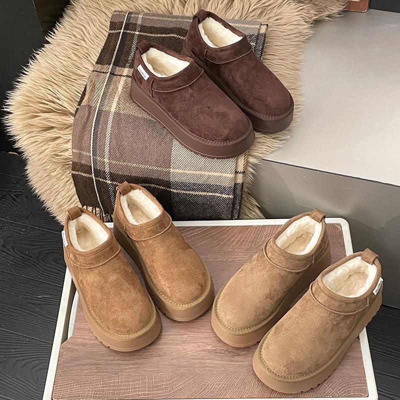 Thick-soled low-top snow boots, one-pedal cotton shoes for women's new winter velvet thermal bag head cotton slippers for external wear