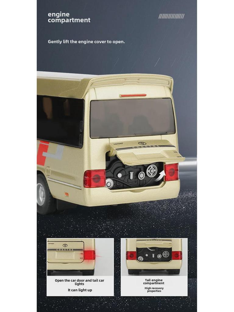 1/32 Scale Alloy Bus Model Toy with Sound and Light - Pull Back Action, Cake Decoration 