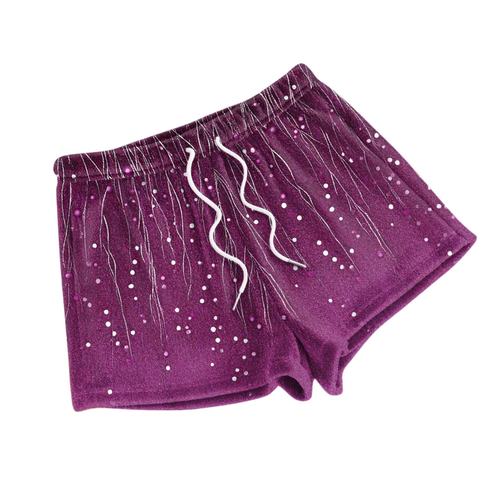 

Женские модные пижамные шорты свободного кроя с флисовым цветочным принтом, повседневные брюки XL фиолетовый