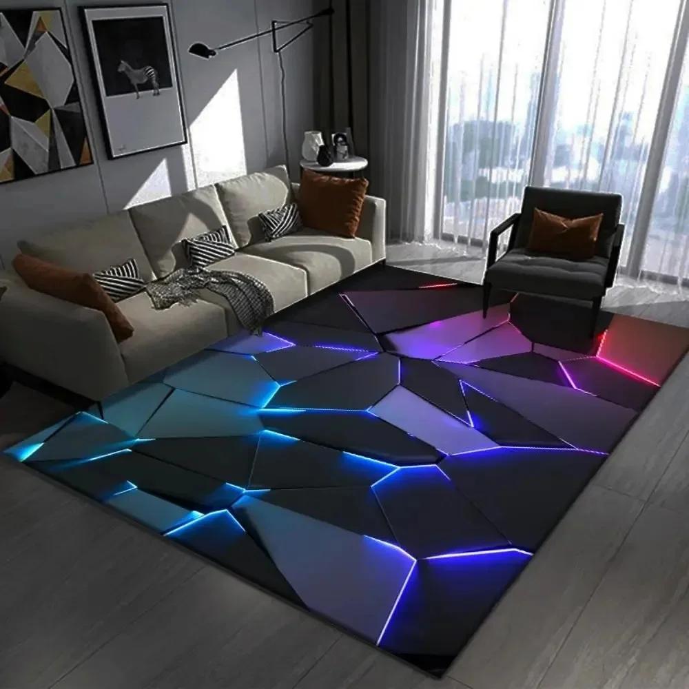 Eye-catching 3D Geometric Carpet Large Floor Mat for Bedroom and Gaming Room Modern Non-slip Rug for Trendy Home Decor Gift