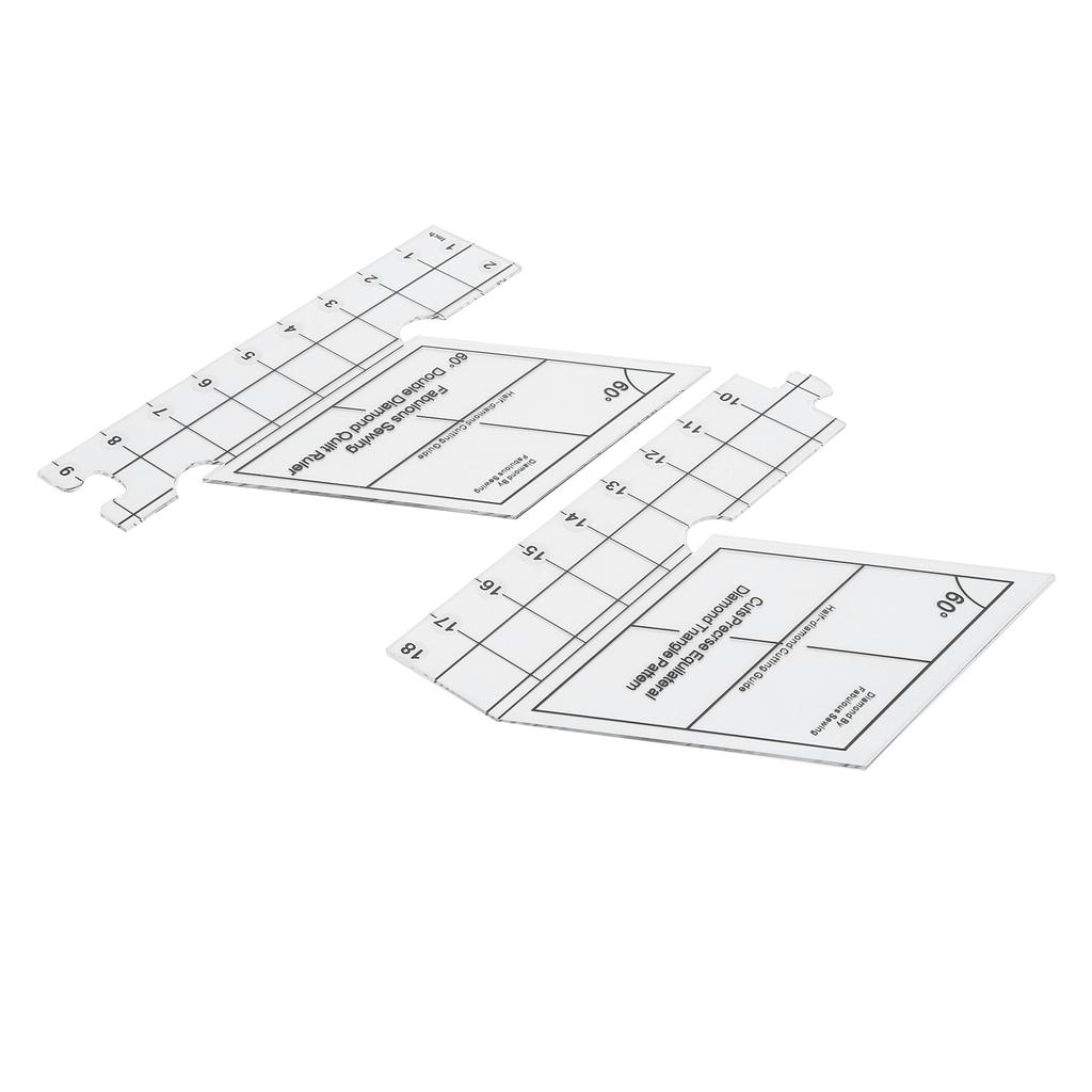 18inch Double Strip Quilting Ruler 60 Degree Diamond Quilt Ruler High Accuracy Transparent Quilting