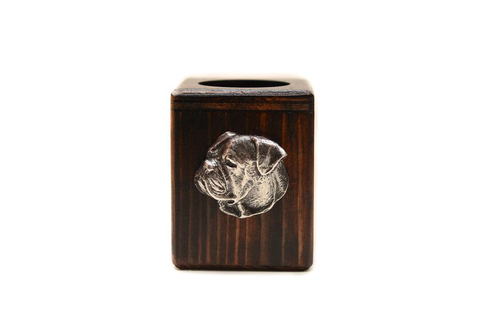 American Bulldog, Old Country Bulldog – Wooden candle holder with a dog, a unique souvenir after losing a dog | Art-Dog
