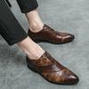 New Brown  Shoes for Men Pointed Toe Lace-up Black Men's Formal Shoes Handmade Business Size 38-48